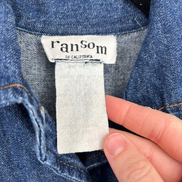 Ransom Vtg 70s Midi Denim Dress Size 6 Dark Blue Wash Snap Front Pockets Modest - Picture 8 of 14